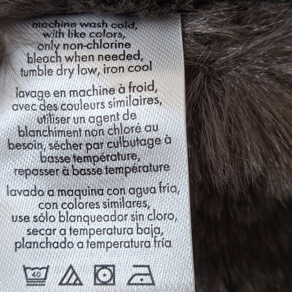 NWT WEWOREWHAT Bonded Faux Fur Trench Coat Vegan Leather Black Carmel 6822 - Picture 9 of 12